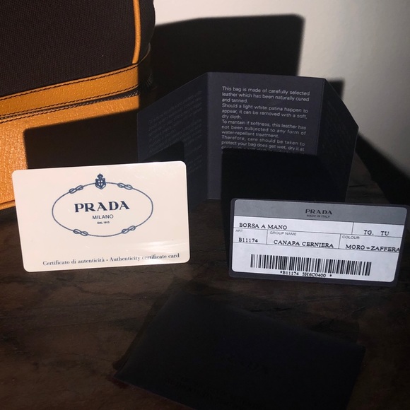 PRADA Vintage Handbag BORSA A MANO , CANAPA CERNIERA, MORO  & ZAFFERA - Picture 3 of 11